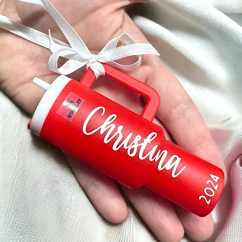 Personalized Christmas Ornaments: Mini Stanley Cup Ornaments. Cash Holder.